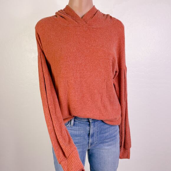 PST Los Angeles Hooded Long Sleeve Pullover Sweatshirt Rust size XS NWOT - Picture 1 of 12